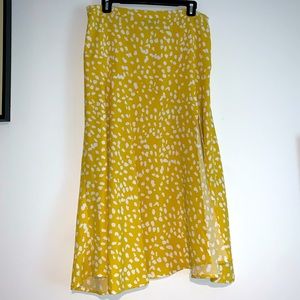 Yellow Dotted Split Skirt